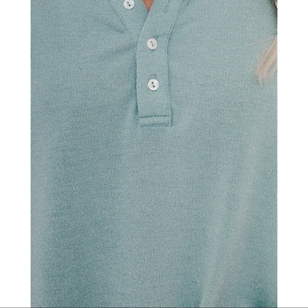 LAST ONE - MAGGIE RELAXED KNIT HENLEY TOP SAGE - Picture 4 of 10